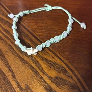 Mint Green Beaded Bracelet with starfish adjustable
